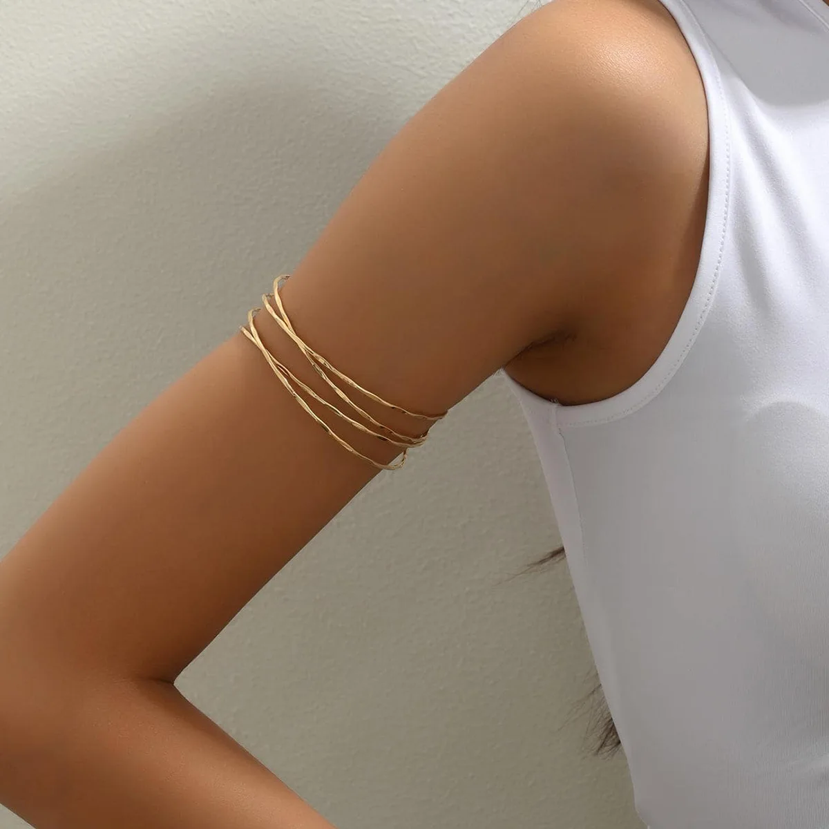 Minimalist Arm Cuff Jewelry for Women Gold Cuff Upper Arm Band Layered Arm Bangle Bracelet Armband Armlet Jewelry 7cm Wholesale