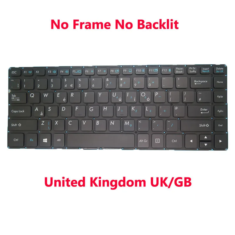 Laptop No Backlit Keyboard For GETAC V138418DS1 V00 UK-RO 531087680003 V138418HS1 V138418GS1 United Kingdom UK-RO Black Frame