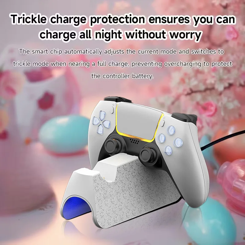 

Зарядная станция для контроллеров PS5, с индикатором световой подсветки, изготавливается из материала ABS, с