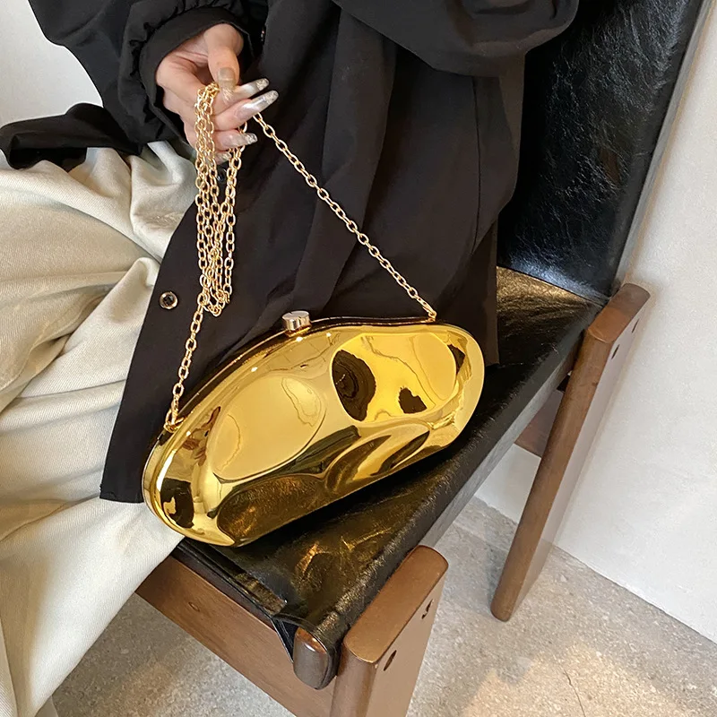 女性用のシックなアクリルショルダーバッグ,ミラー効果のある高級パーティーバッグ,高品質のファッショナブルな2024