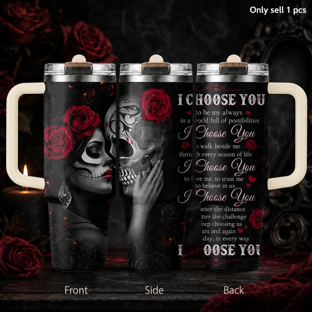 I Choose You Always Vacuum Flasks 40oz 3rd Gen Vacuum Insulated Stainless Steel Tumbler Cup With Handle Straw Lid For Gifts