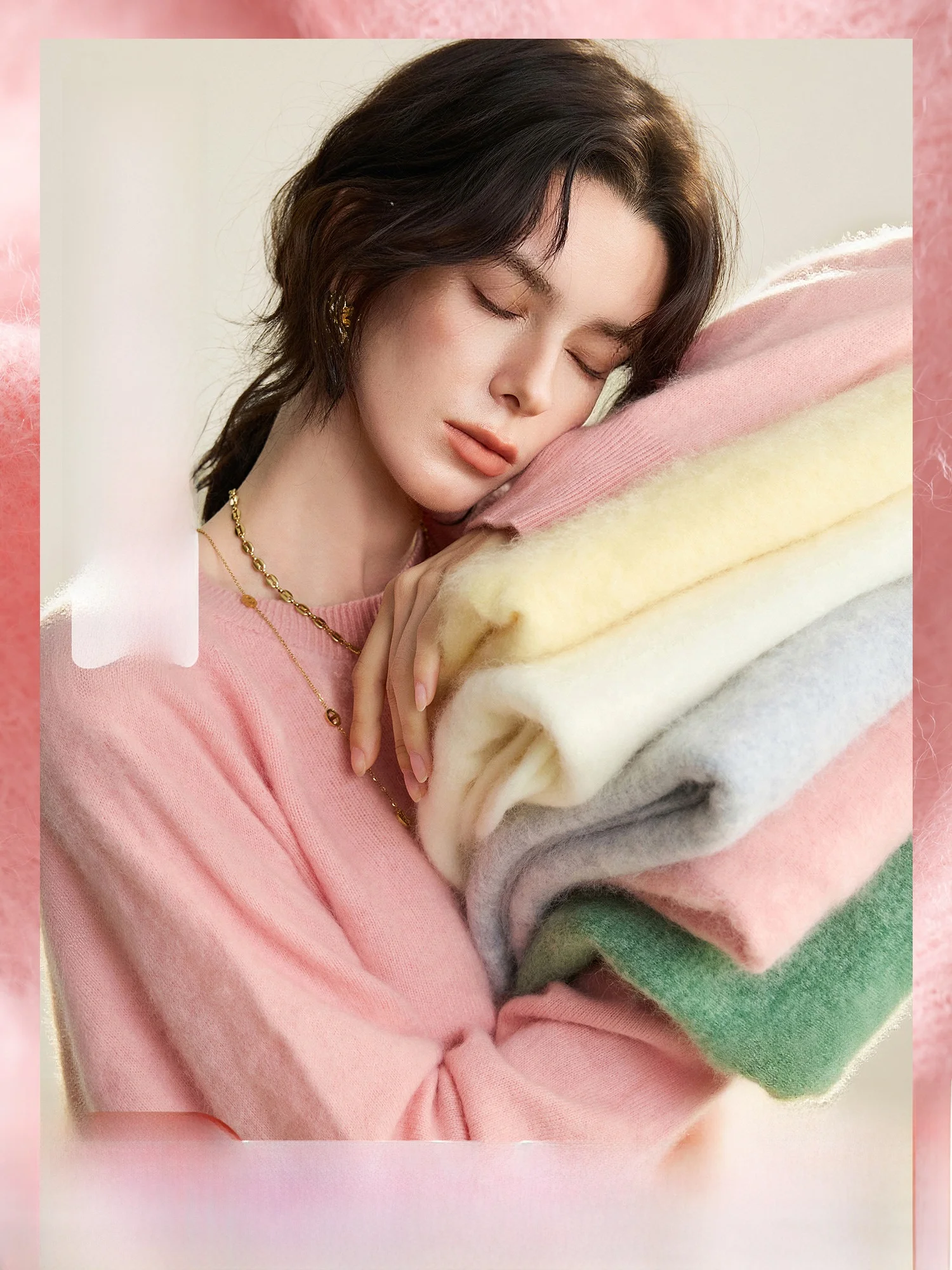 

Women's Faux Fur Knitted Sweater Soft Woolen Base Layer Top Casual Sle round Ne Long Sve Winter Cardigan Knitwear