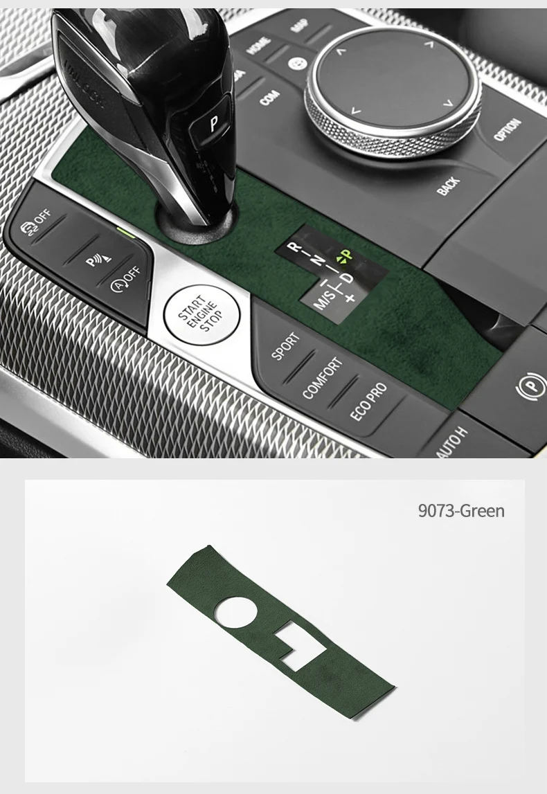 Aus Alcantara Gefertigter Schalthebel-Panelrahmen-Aufkleber für BMW G20 G22 G07 F44 I4 G29 X3 G01 X5 G05 G06, Auto-Innenausstattung Zubehör – Detail 12