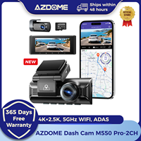 AZDOME M550 Pro 4K Dash Cam Dual 2.5K Rear Camera GPS 5GHz WiFi Car DVR with WDR Night Vision G-Sensor Parking Monitor 64GB Card