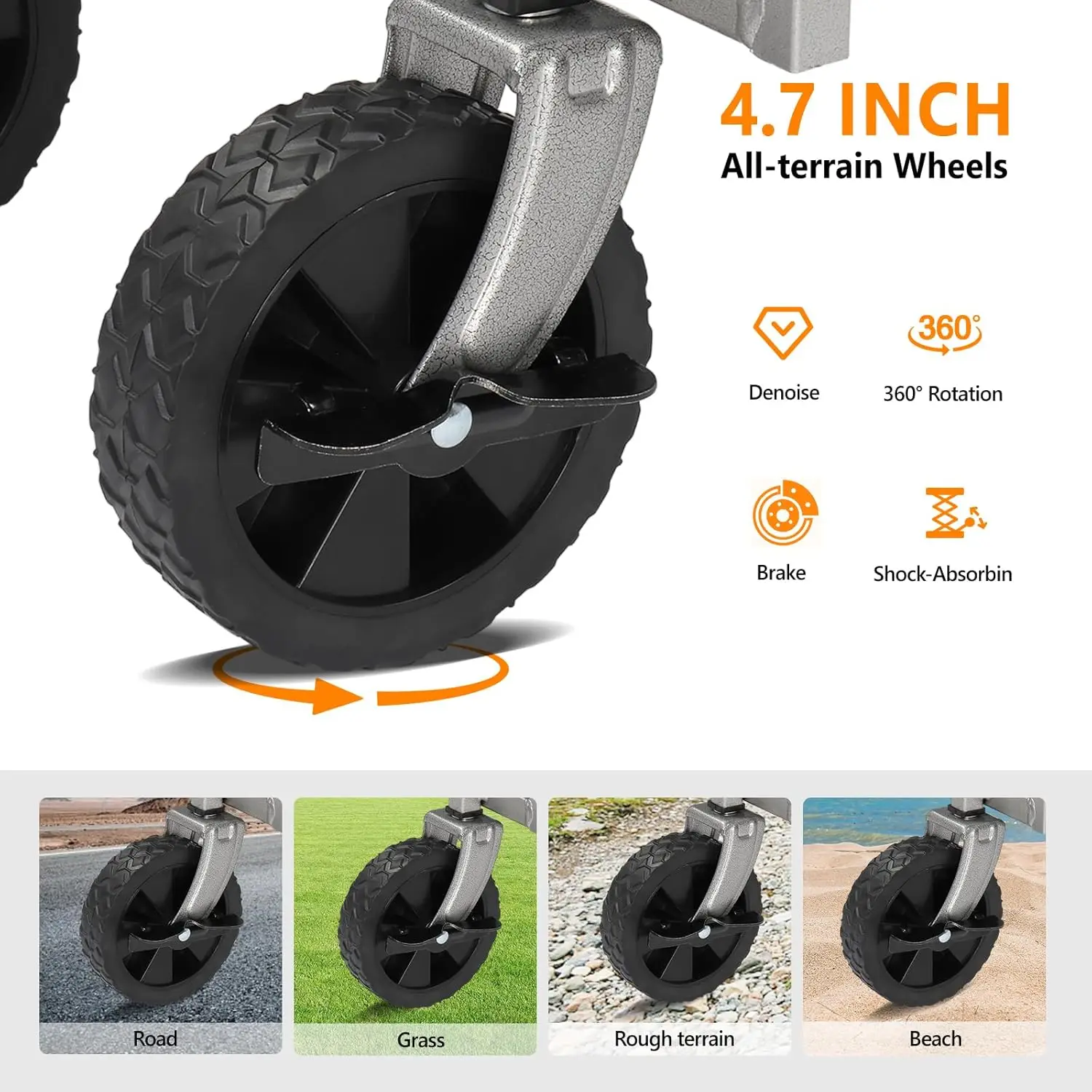 عربة شاطئية قابلة للطي بعجلات كبيرة لبقالة الرمال ، عجلات لجميع التضاريس ، عربة بقالة الحديقة لحديقة التسوق P