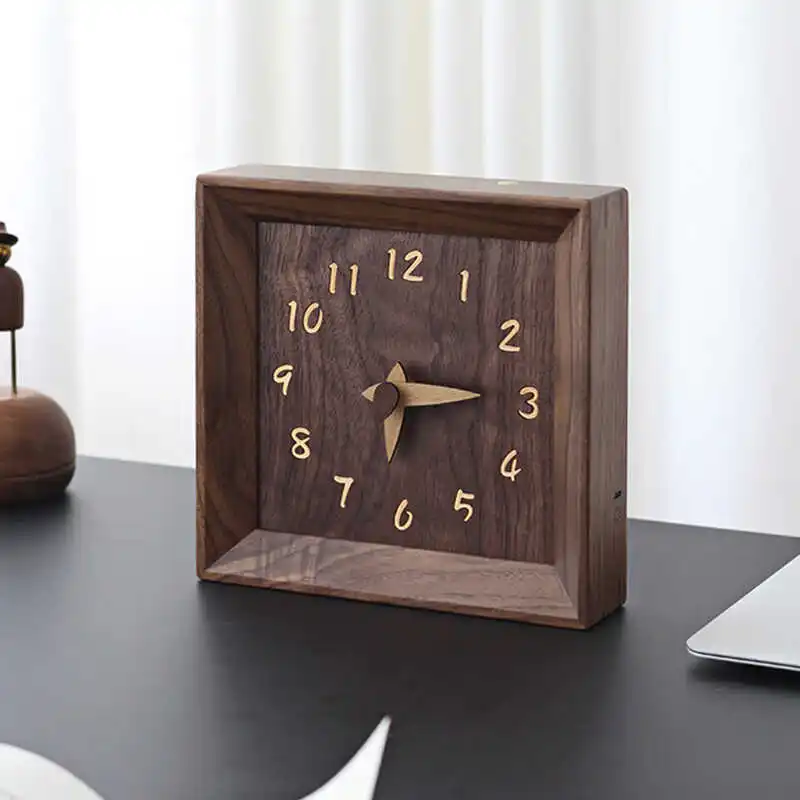 

Nordic Wooden Wall Clock Minimalist Tabletop Decorative Timepiece Japanese Style Silent Desk Clocks Analog Clock for Office