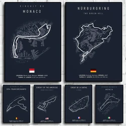Formula 1 Imola Monaco Track Circuit Canvas Painting F1 Wall Art Nordic Poster Aesthetic Motorsport Race Picture for Home Decor