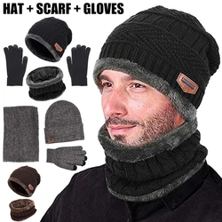 Conjunto de guantes de punto para hombre y mujer, gorro cálido, bufanda, gorro Retro, guante para el cuello, guantes suaves para pantalla táctil, invierno, 2023