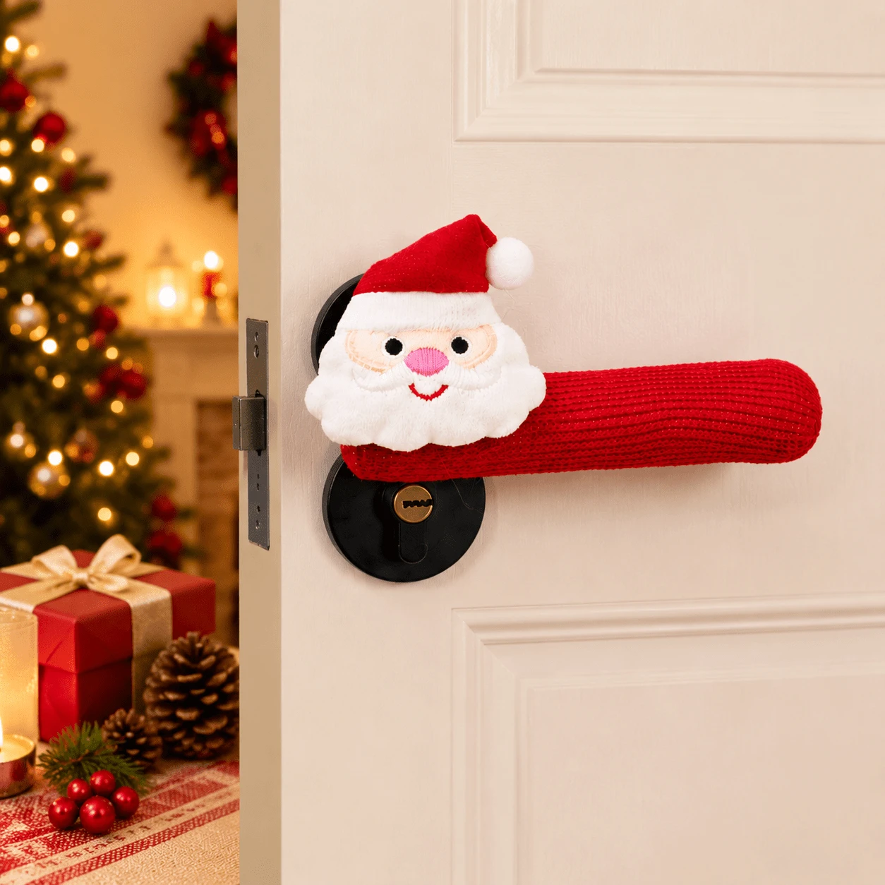 1 Piece Santa Claus Door Handle Cover, Red Door Handle Protector, Christmas Home Door Decoration, Holiday Atmosphere Decoration, Halloween