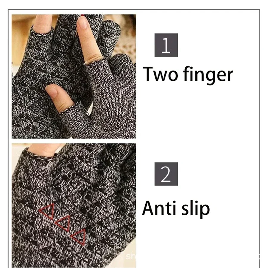 1Pair Touchscreen Knit Gloves,Glue Dispensing Anti-Skid Men Women Brushed Letters Knitting Office Students Writing Keep Warm