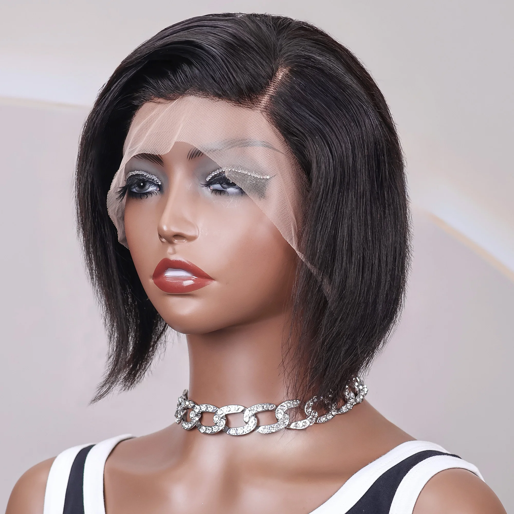 Natural-colored lace forehead wig, 13X4 straight hair, human hair, 10 inches, lace forehead colored wig, 100% made in Brazil,