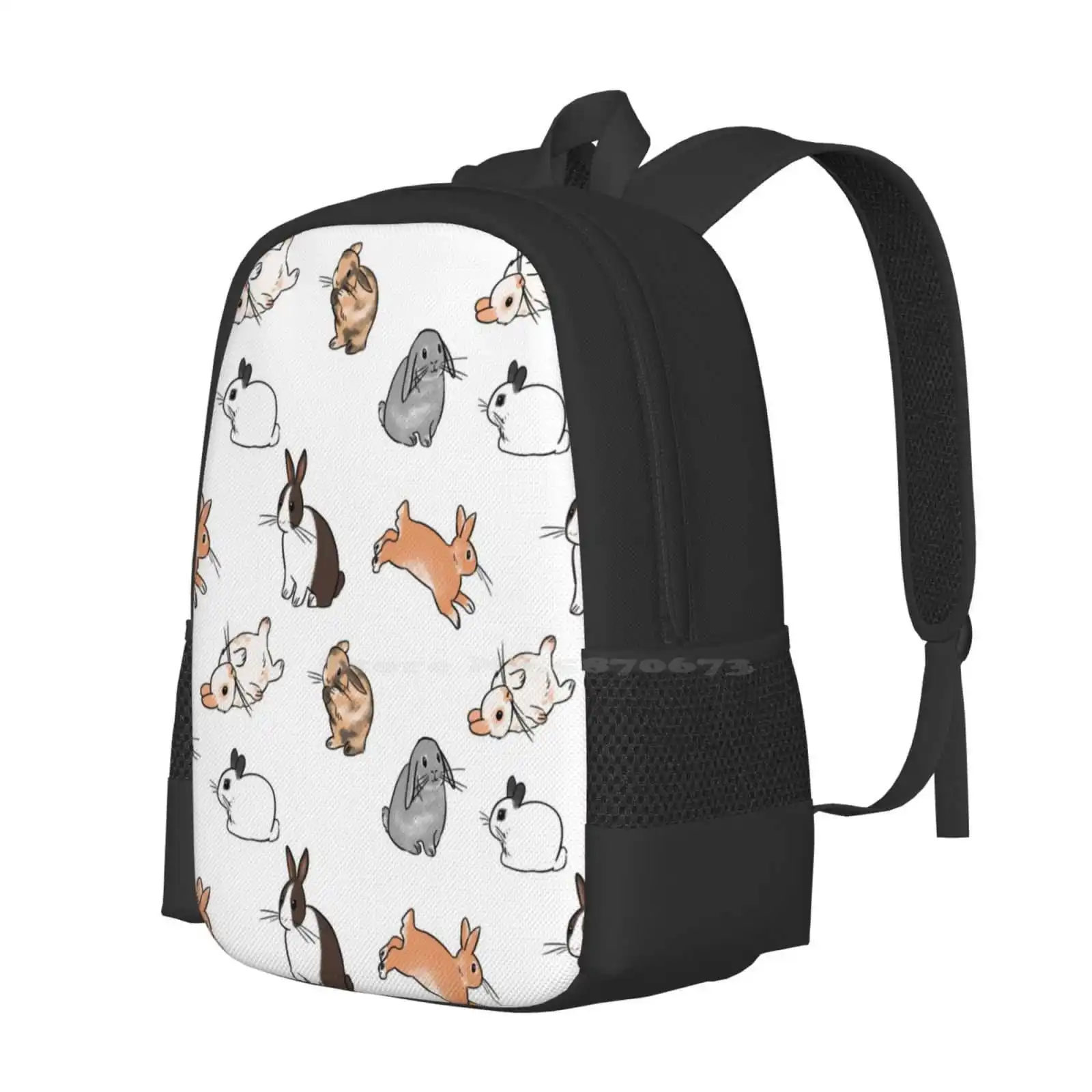 Bunny Mochila para Adolescente Estudante Universitário, Bunny Design Bags, Coelhos, Animais de estimação, Fofos