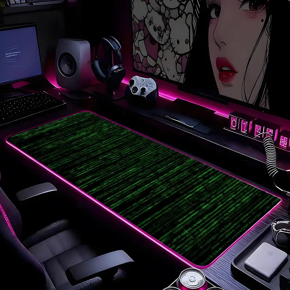

Matrix Code Mouse Pad Mousepad HD Printing Computer Gamers Locking Edge Non-slip RGB Mouse Pad XXL90x40cm Keyboard PC Desk Pad