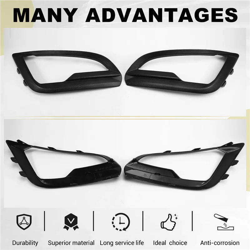 A73X-Front Left & Right Bumper Fog Light Cover Lamp Frame Bezel For Ford Ecosport 2018-2022 Headlight Trim Frame