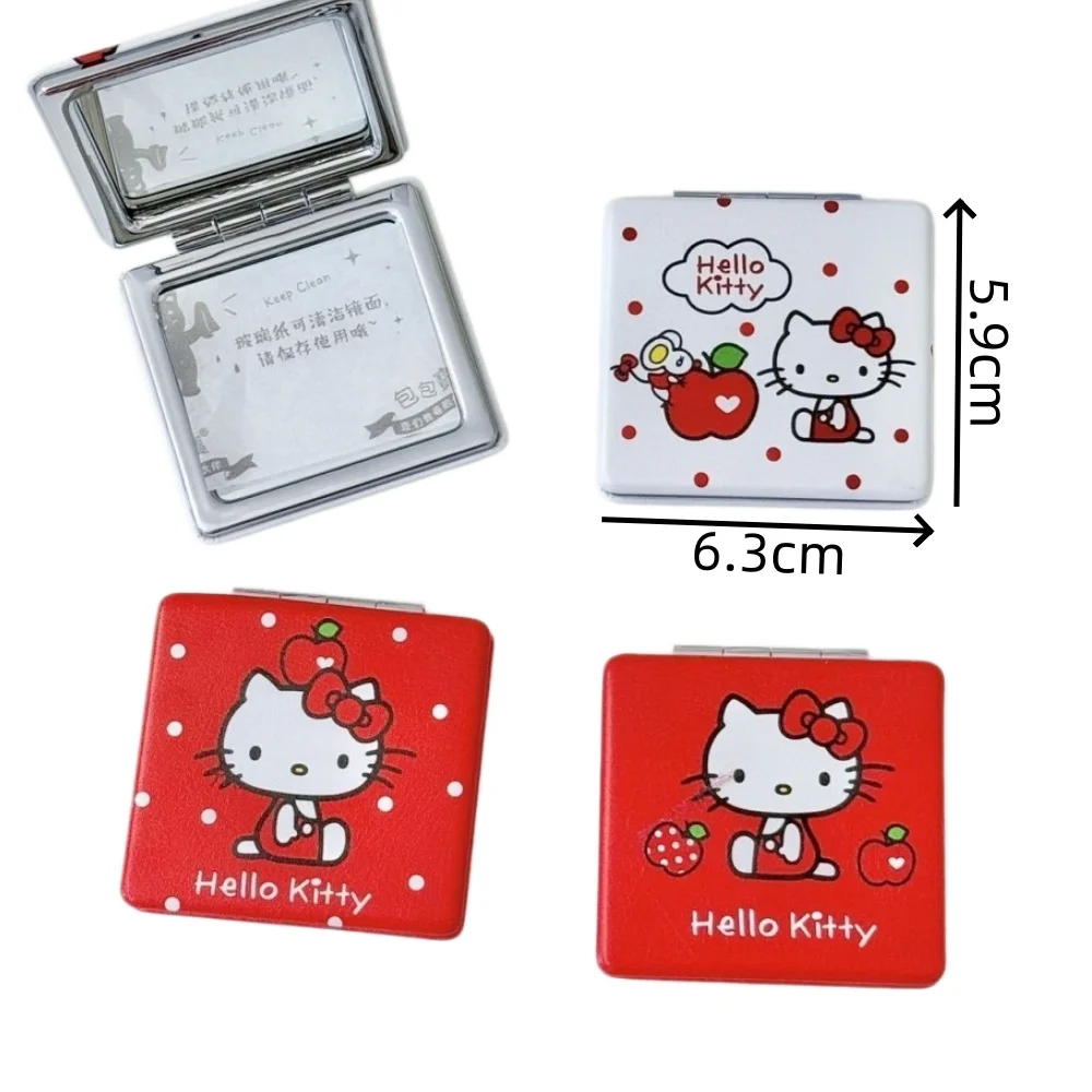 1 Stück Hello Kitty Doppelseitiger Kleiner Kosmetikspiegel Tragbarer Niedlicher Cartoon-Mädchenherz-Spiegel – Detail 2