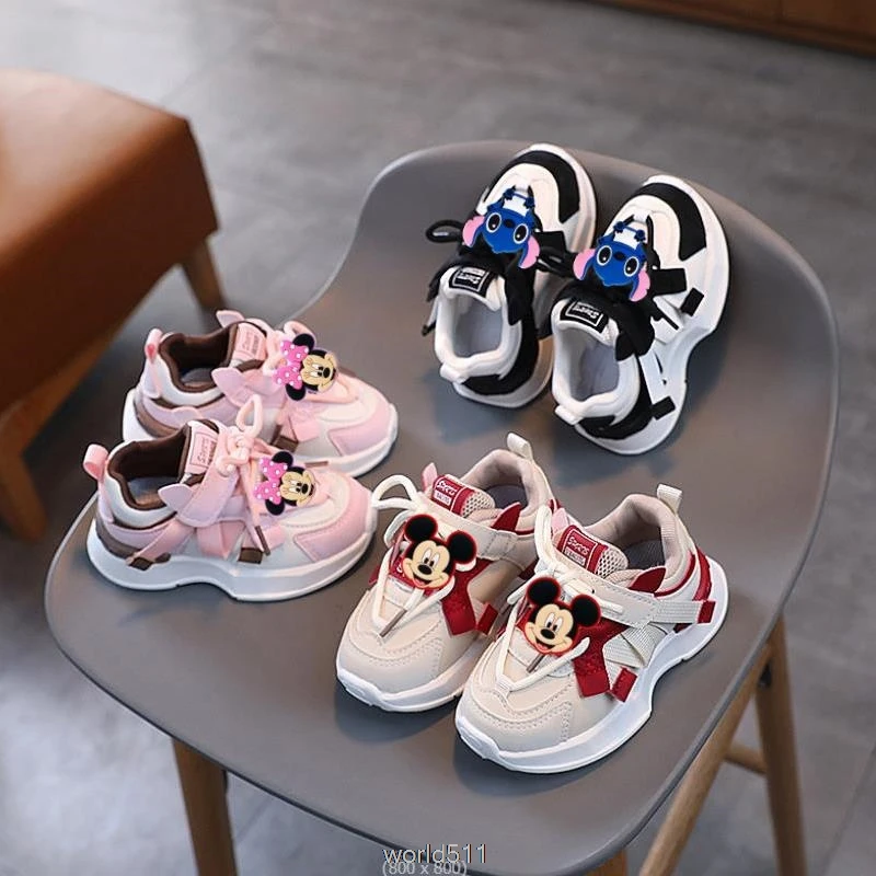 New Mickey Minnie Baby Sports Shoes 1-6 Years Boys Breathable Sneakers Infant First Walkers Baby Girls Running Shoe Kids Sneaker