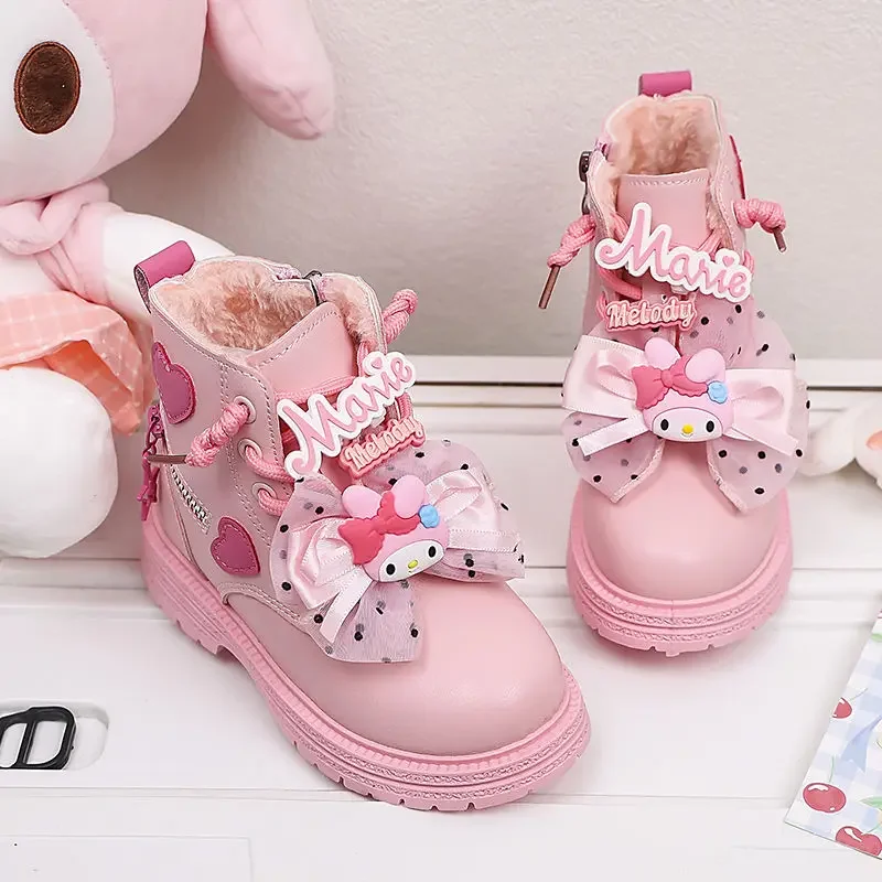 

Sweet My Melody Anime Kawaii Sanrio Ins Fashion Martin Boots Spring Autumn Cute Cartoon Ankle Soft Warm Shoes Gifts for Kids