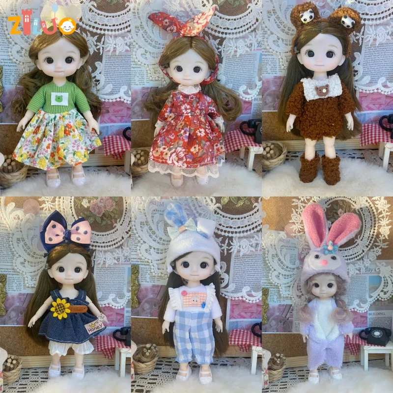 16cm Dolls for Girls Children's Toys 1/8 BJD Mini Dolls Kawaii with Clothes Birthday Xmas Gifts Princess Dress Up Toy