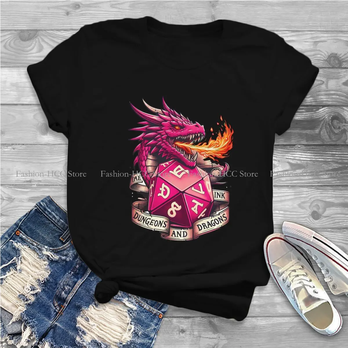 Dungeon Polyester TShirts Pink Dragon Personalize Homme T Shirt Hipster Clothing