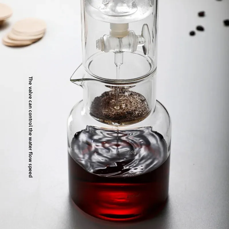2026 New Smoky Grey Ice Drip Coffee Pot Set Nordic Style Cold Brew Drip Filter Coffee Maker