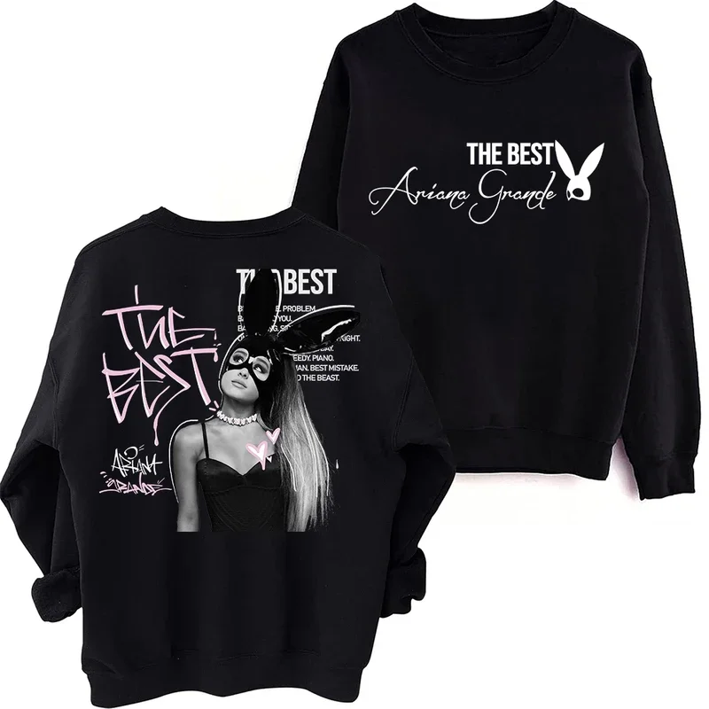 Ariana Grande The Best Sweatshirt Harajuku Round Neck Long Sleeve Oversized Fans Gift Tops