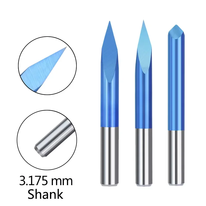 XCAN 3 Edge Pyramid Bit CNC Engraving Bit 20-90 Degree Carbide End Mill 3.175mm Shank Nano Blue Coated Milling Cutter 10pcs