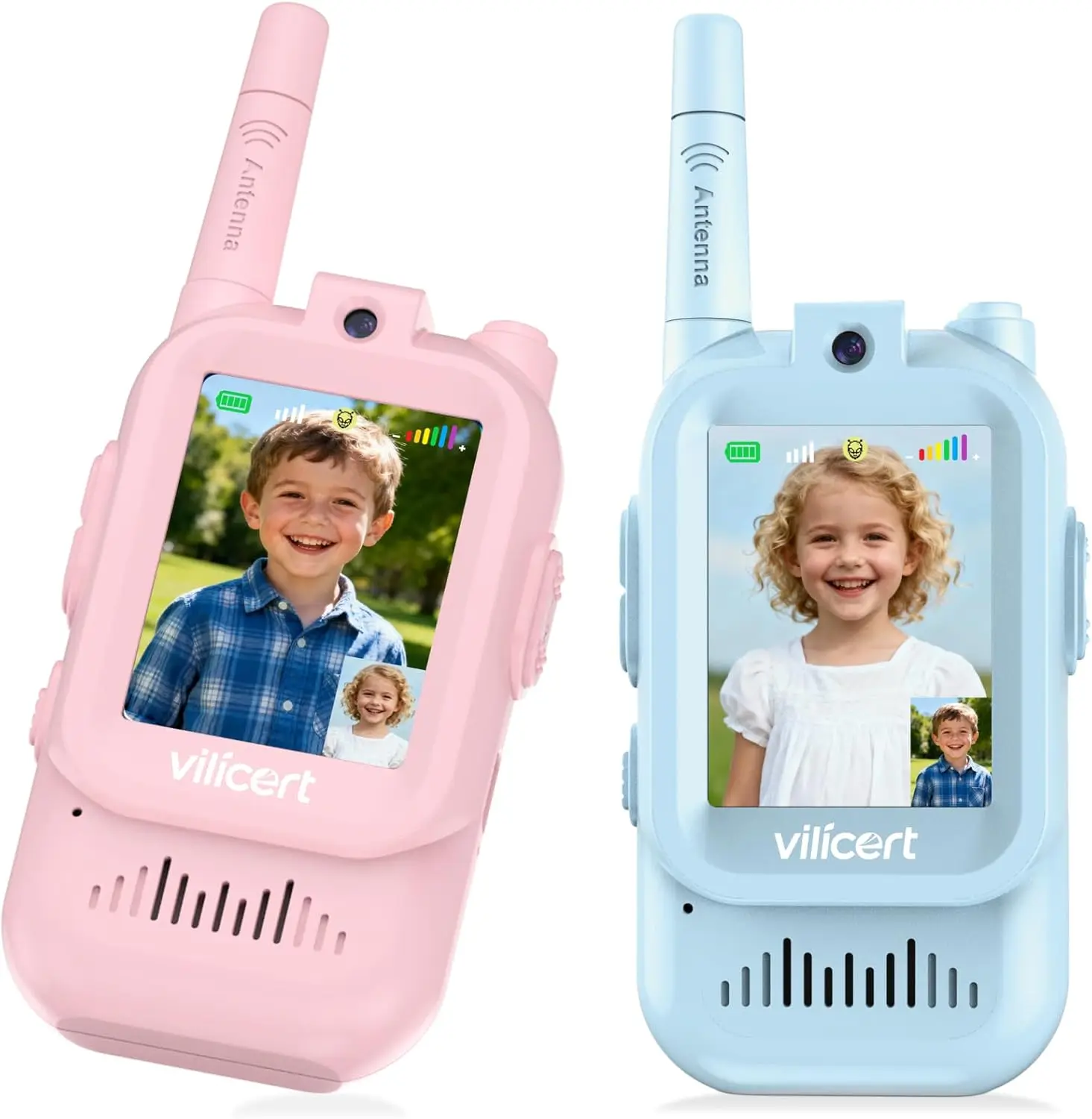 2pcs Video Walkie Talkie Toys for Boys Girls with Screen Long Range 2 Way Radio with 4 Voice Effects Christmas Birthday Gifts