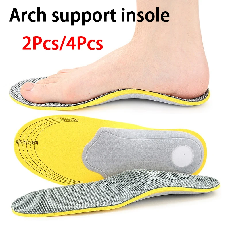 2 Stück/4 Stück Neue Orthopädische Einlegesohlen für Plattfüße, Atmungsaktives Mesh, Gewölbestütze, Weiche Komfortable Schuheinlagen für Männer und Frauen