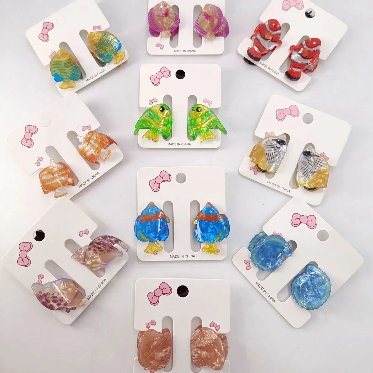 2/10 Stück personalisierte Haarspangen mit Meerestieren, Acetat-Tier-Haarspange, Cartoon-Tropenfisch, Mini-Haarklammer, Haar-Accessoires für Mädchen
