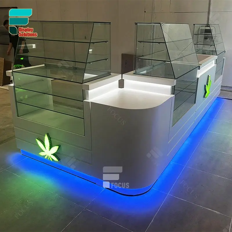 (Customized) Custom Display Kiosk Showcase Countertop Glass Display Cigars Shop Smoke Shop Display Counter