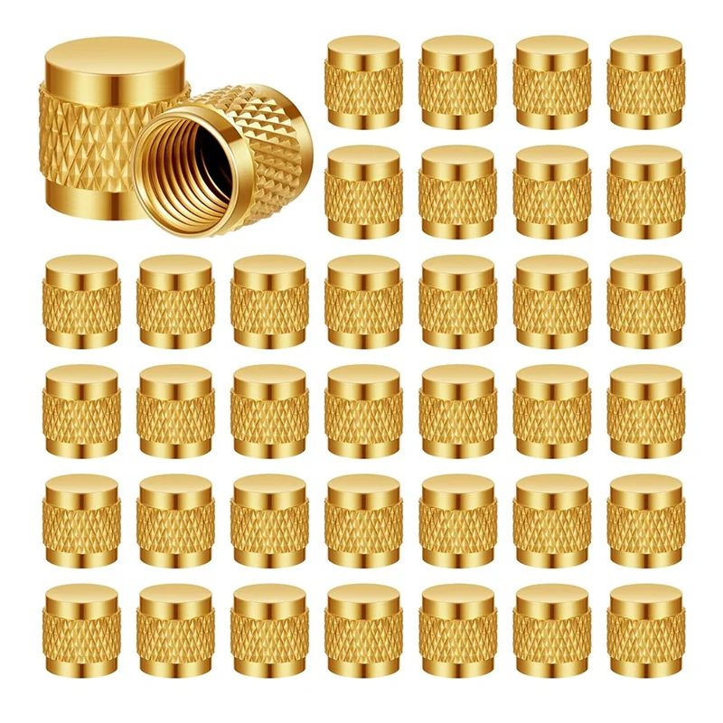 B47B-1/4 Flare Cap, Refrigeration Service Valve Cap Valve Core Remover,Round Brass W/Neoprene O Ring Seal 100 Pcs