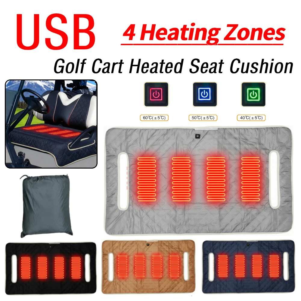 

4 Heating Zones Cart Heated Seat Cushion 3 Temperature Heated Seat Cushion Travel Sports Cart Seat Blanket Golf Cart Accessories