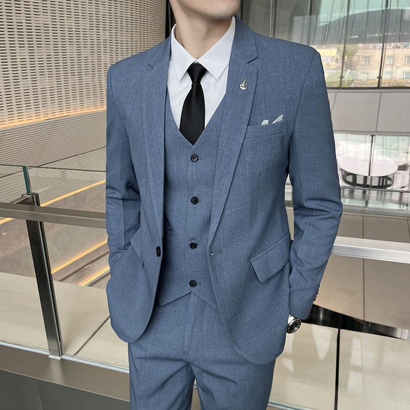 

Мужской молодежный свадебный костюм: деловой, повседневный, приталенный, формальный, весенне-осенний, для карьеры, в западном стиле, новинка для свадьбы