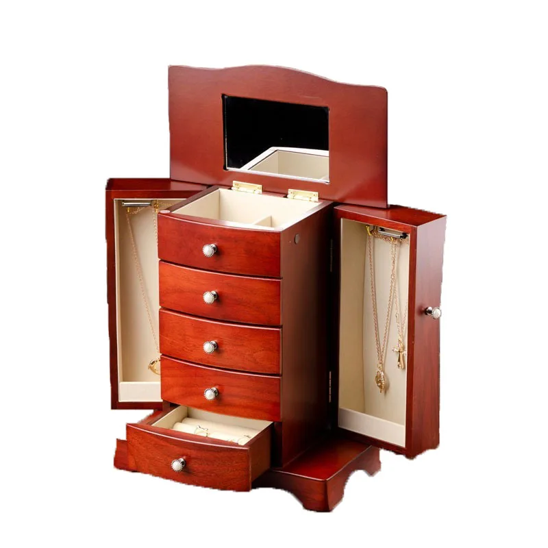 

Wooden Jewelry Box with Drawers Multi Functional Luxury Jewelry Box Gift Fashion Display Rack for Women Packaging Supplies