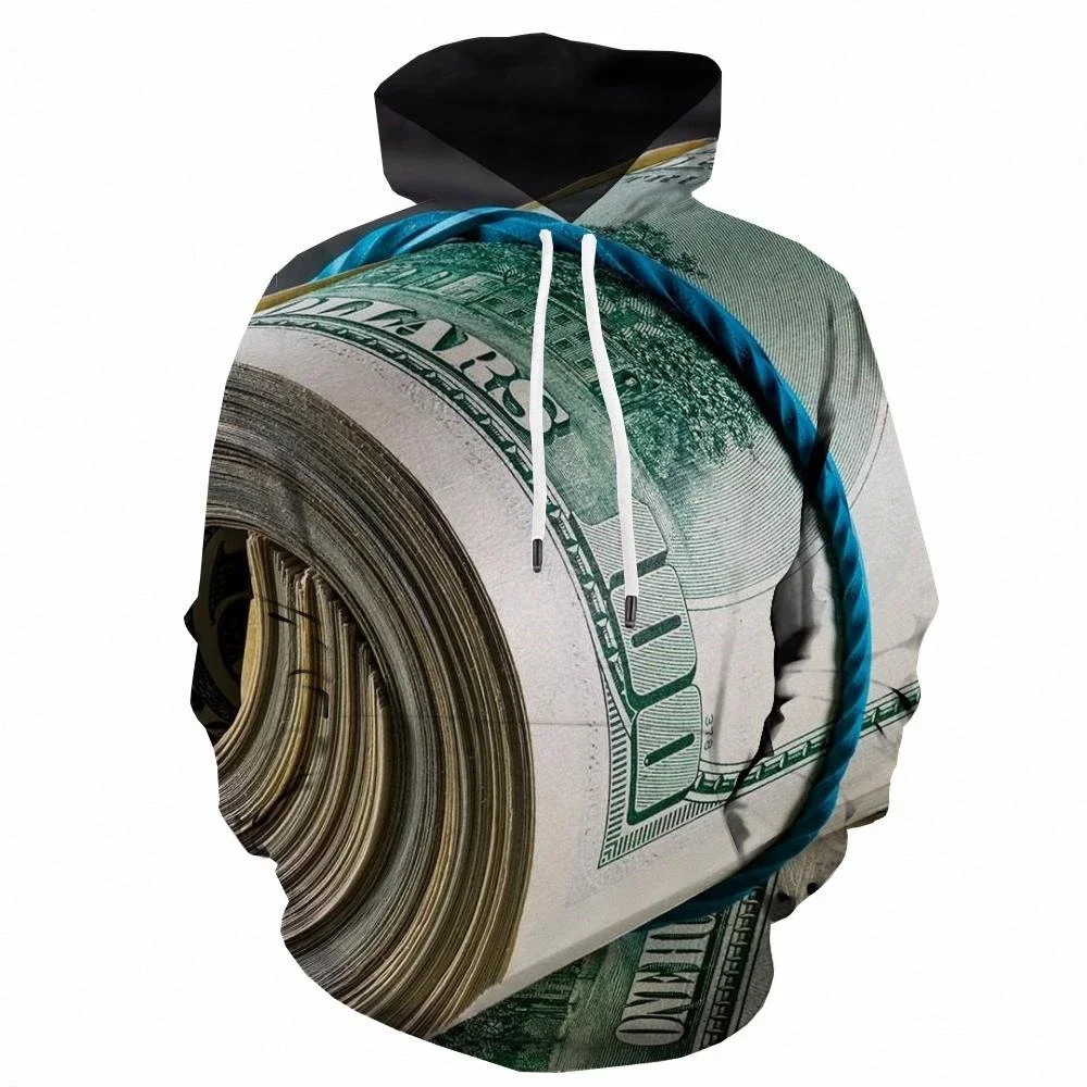USD Hoodie Fun Money 3d Printed Sweatshirt Harajuku Hip-hop Street Men\'s Hoodie Men\'s Cool 2023 Sweater