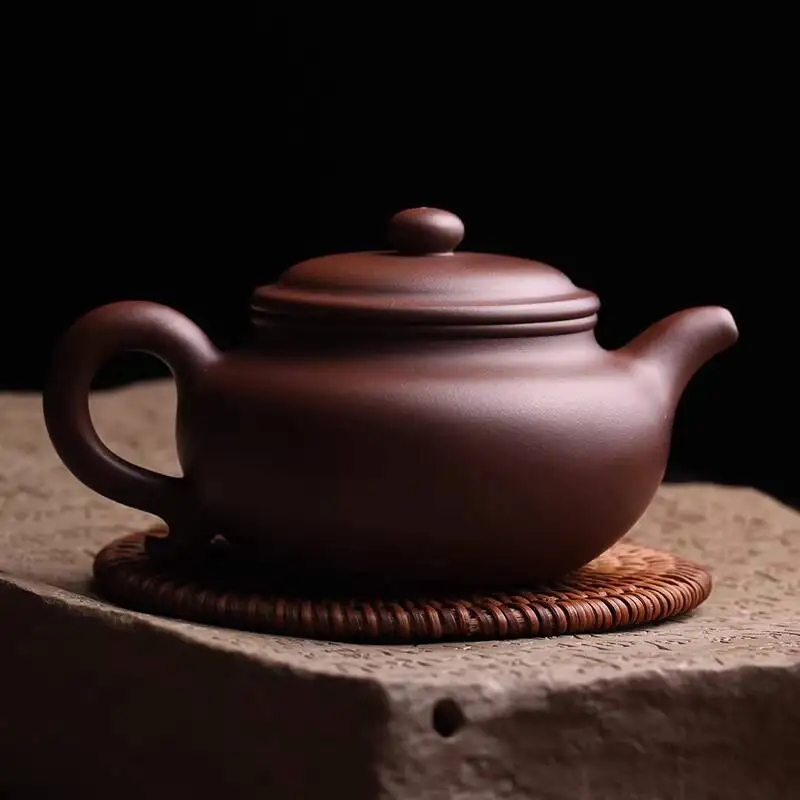 Yixing Original Purple Clay Antique-Style Teapot By Renowned Artist Liu Susu, Fully Handmade Stone Single Teapot, Kung Fu Set,