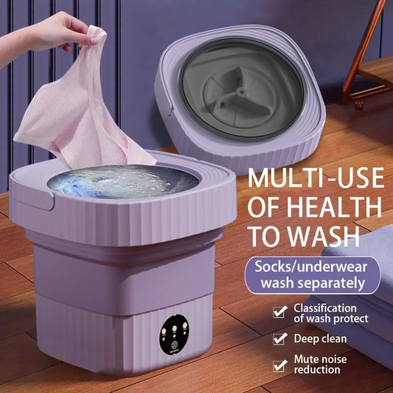 

1pc 1.59gal Portable Washing Machine, Mini Washing Machine For Baby Clothes, Underwear, Socks Or Small Items, Three-speed Foldin