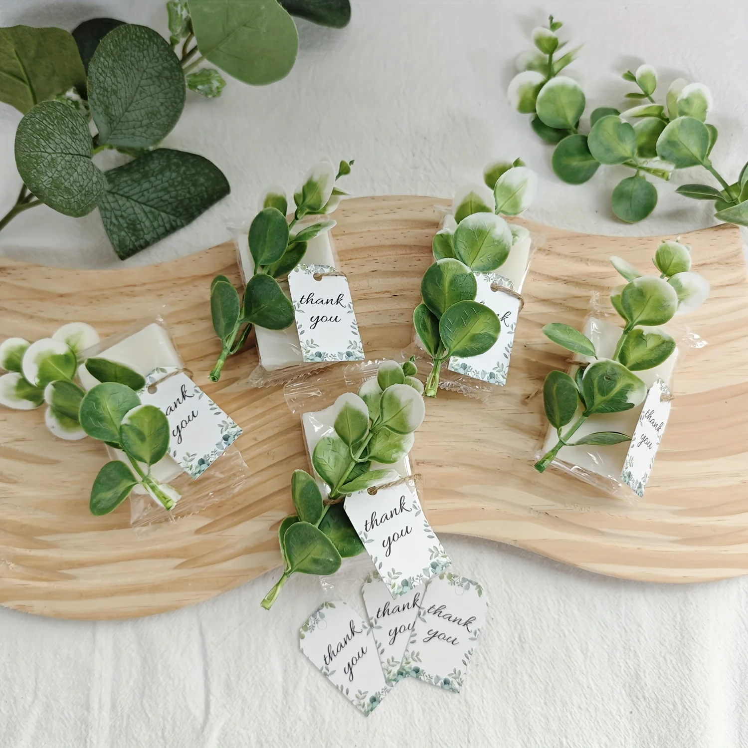 

30pcs, Scented Soap Bulk with Thank You Cards, Mini Faux Eucalyptus Leaf for Wedding Bridal Shower Anniversaries Birthday Party