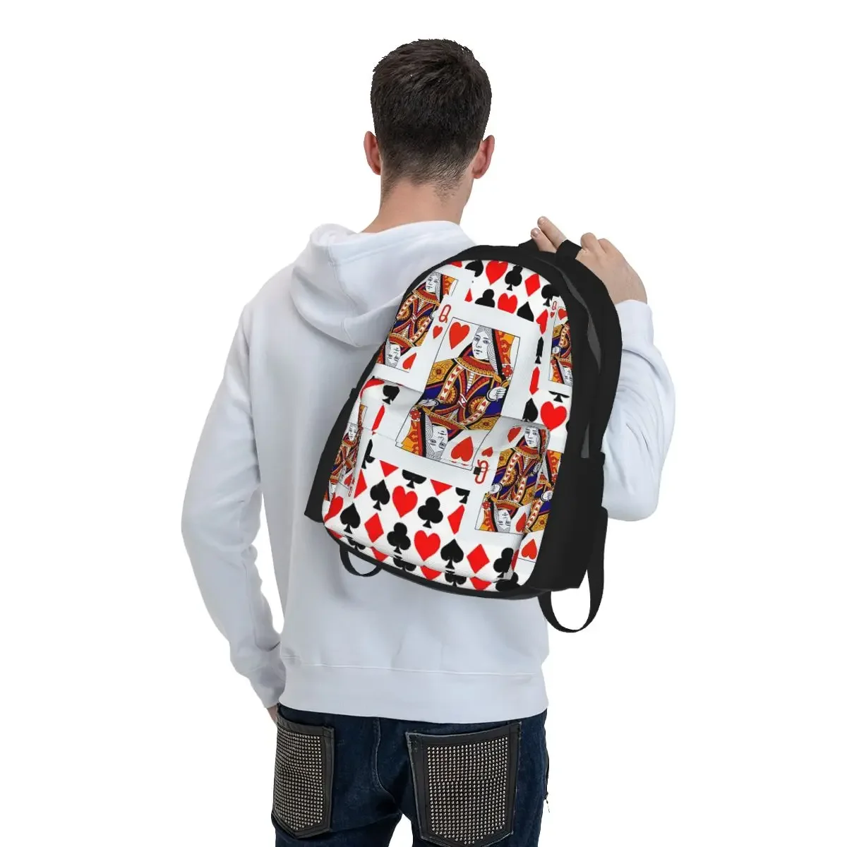 Queen Of Hearts Backpack Student BookBag Kids School Bag Laptop Shoulder Bags for Men Women