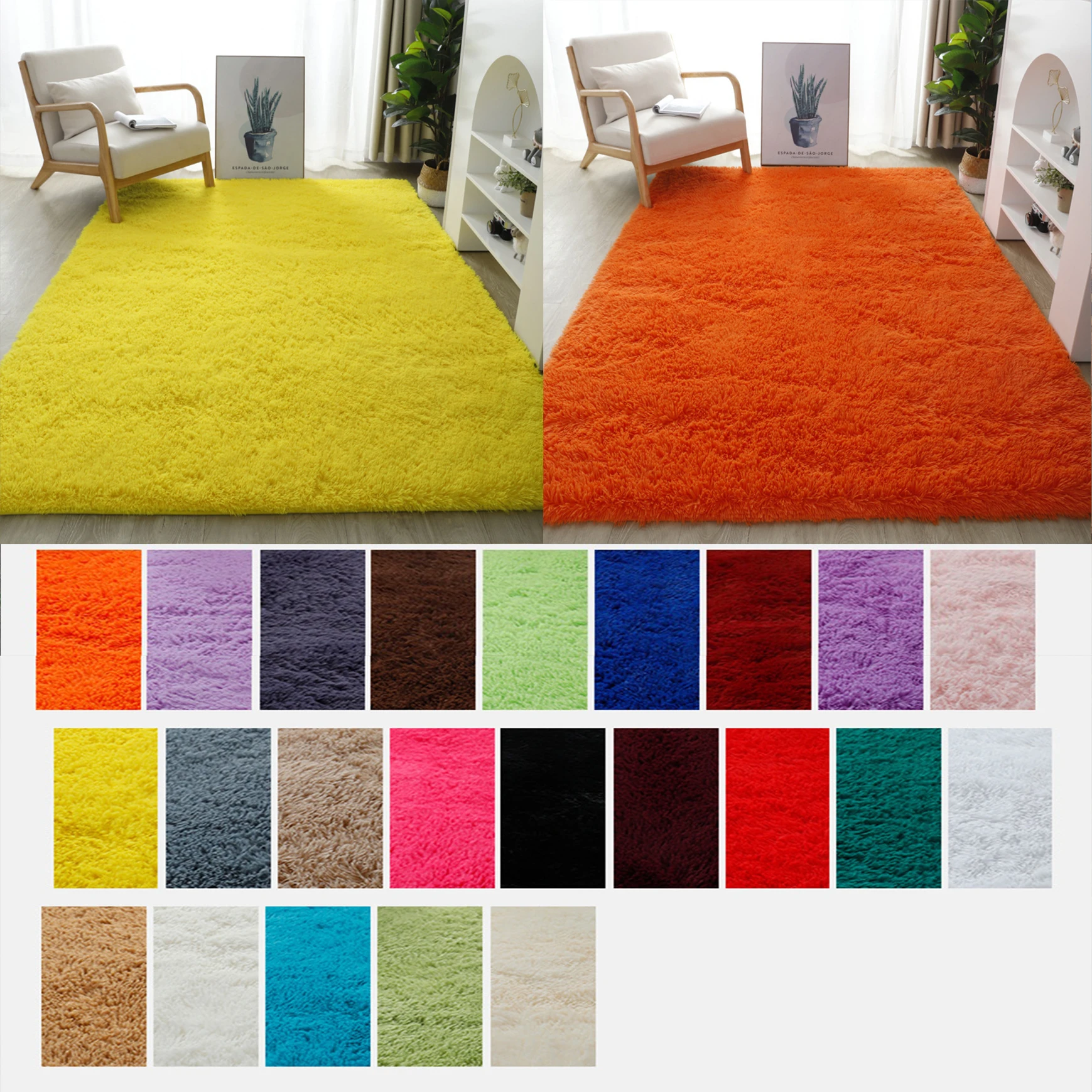 RULDGEE Shaggy Silk Wool Livingroom Sofa Coffee Table Carpet Bedroom Bed Blanket Full of Tatami MatsThick Silk Plush Alfombra