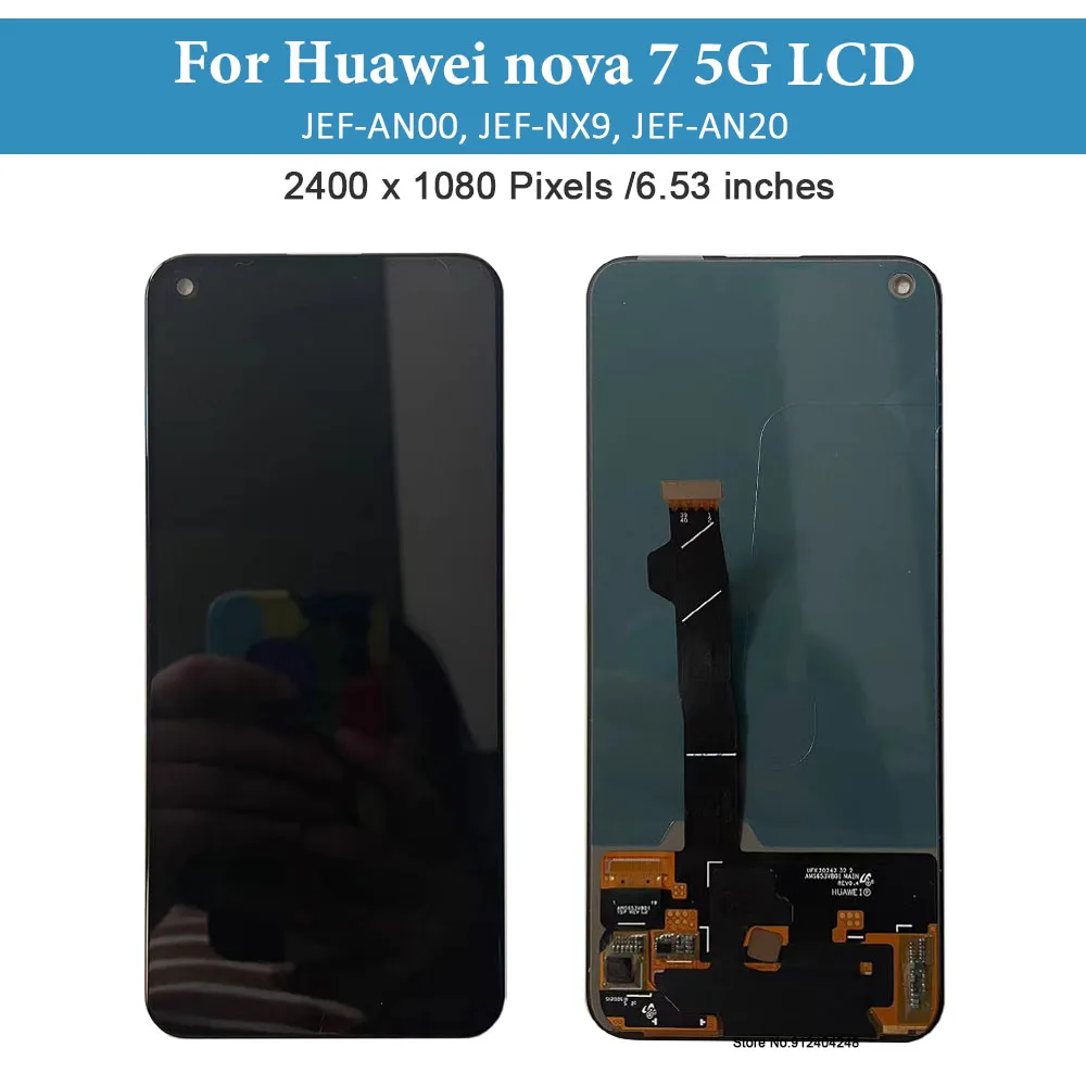 Imagem -02 - Amoled para Huawei Nova 5g Display Lcd Jef-an00 Jef-nx9 Jef-an20 Montagem da Tela de Toque para Huawei Nova Lcd Substituição 6.53