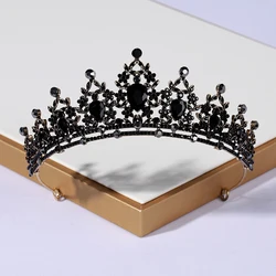 Itacazzo Bridal Headwear Black-Colour Women's Retro Walk Show Crown Performance Tiaras