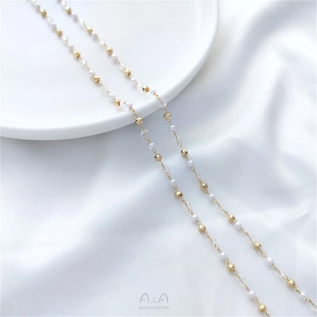 14K Wrapped Gold Imitation Pearls, Gold Beads, Crystal Chains, Sun Flowers, Loose Chains, Diy Handmade Jewelry Chains B674