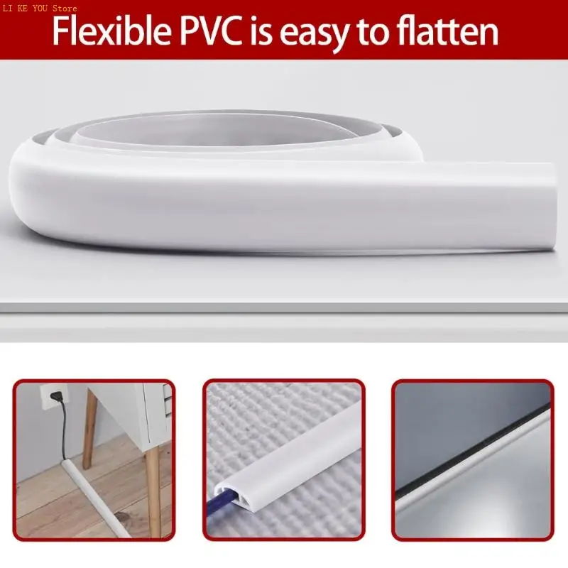 W3JE Cable Hiders Flexible Floor Wire Duct Cord Management Floor Cable Protectors Floor Cord Cover Easy to Installation