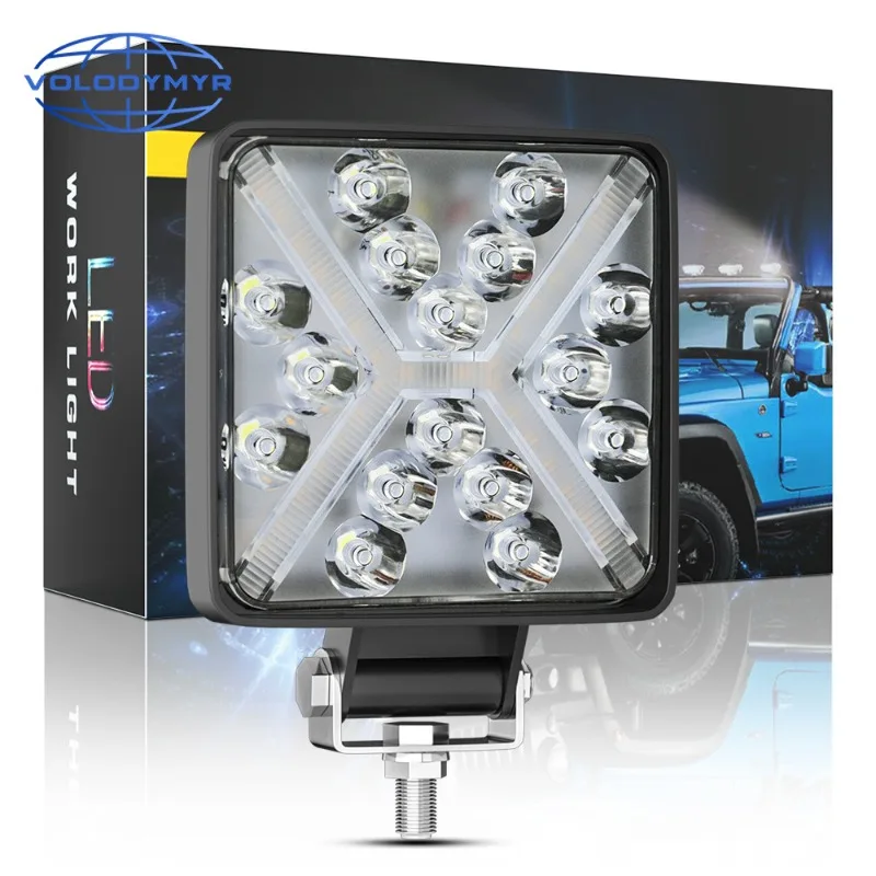 

48W 16 Led 12V 24V LED Light Bar Work Light For Car Tractor Boat Truck 4inch SUV ATV Off Road Car SUV ATV Barra LED Headlights