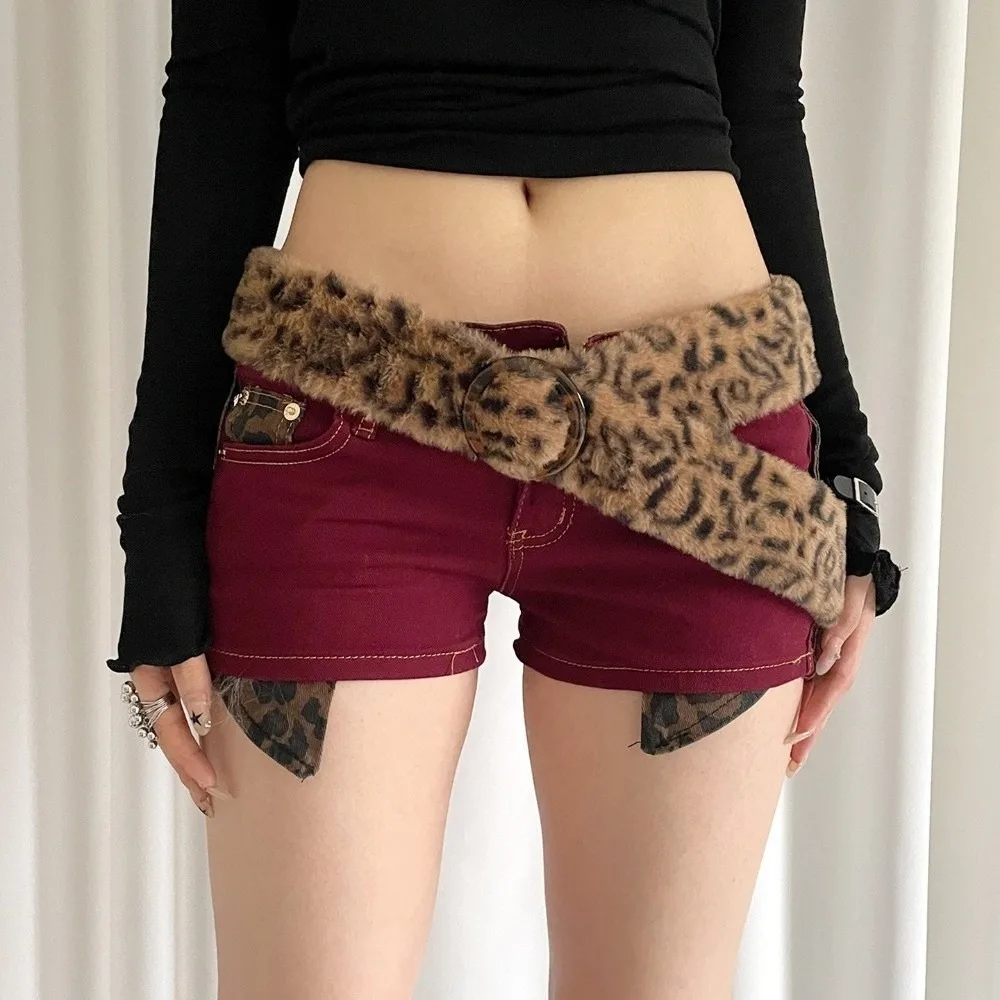 

Fashionable Leopard Print Faux Fur Belt Adjustable y2K Winter Wasit Belts Belt Autumn And Winter