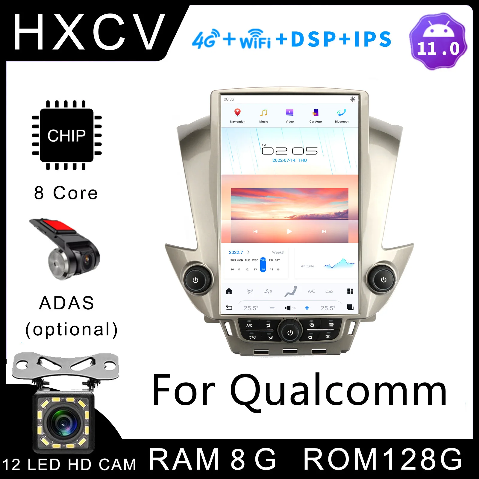 14.4 inch Qualcomm Car Stereo For Android Radio Multimedia Player Wireless Carplay