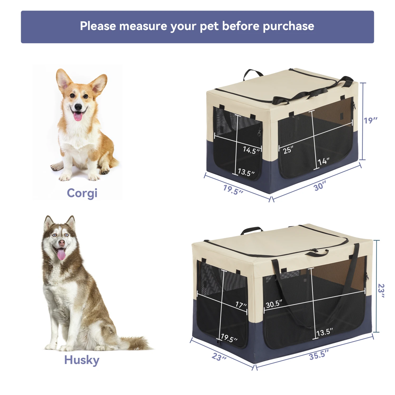 

Dog Crates with Adjustable Fabric Cover, Spiral Iron Pipe, Strengthen Sewing, 3 Door Design