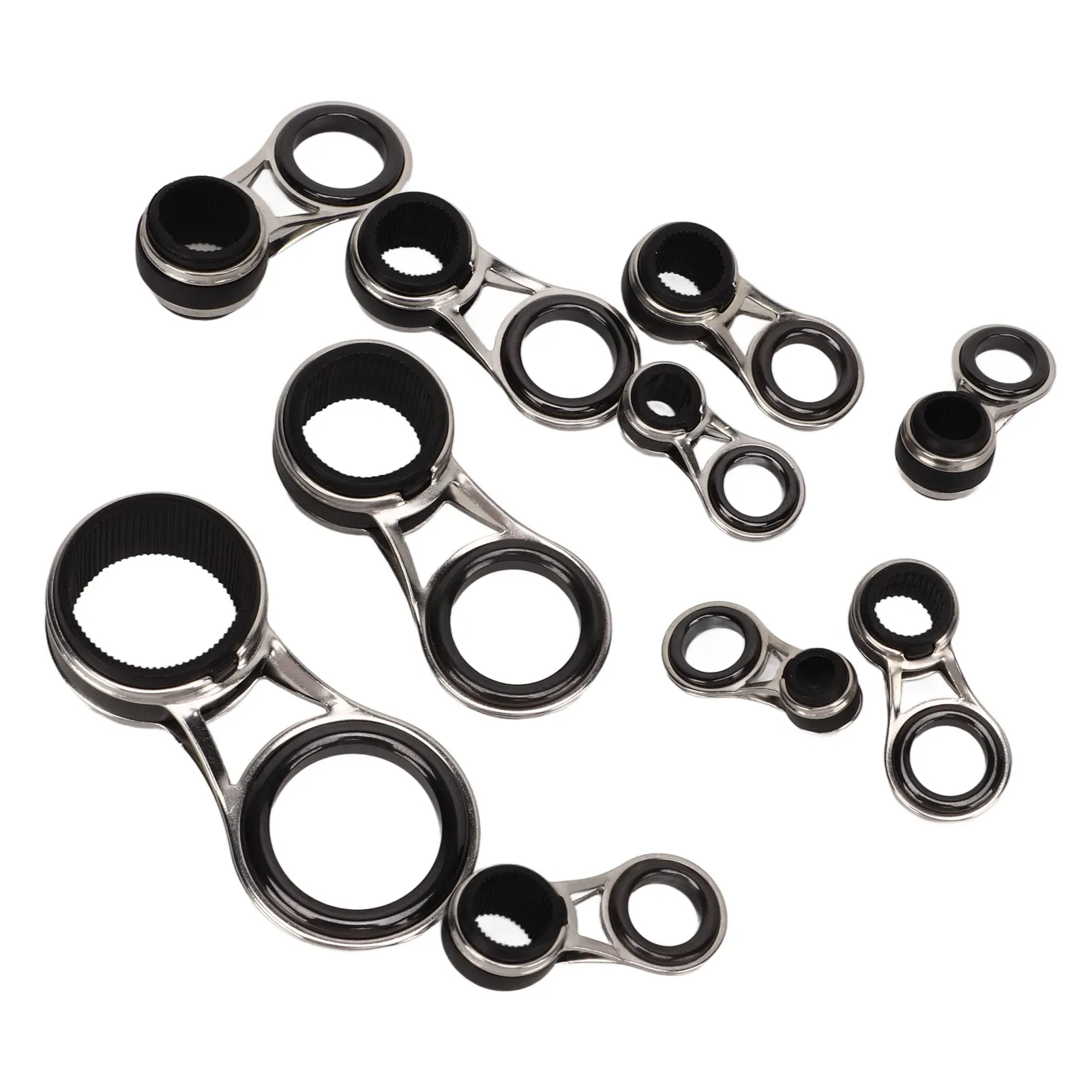 New 10Pcs Fishing Rod Repair Kit Ring Wear Resistant Ceramic Guide Ring Rod Eye Replacement Kit Fishing Rod Guides Ring Set ﻿