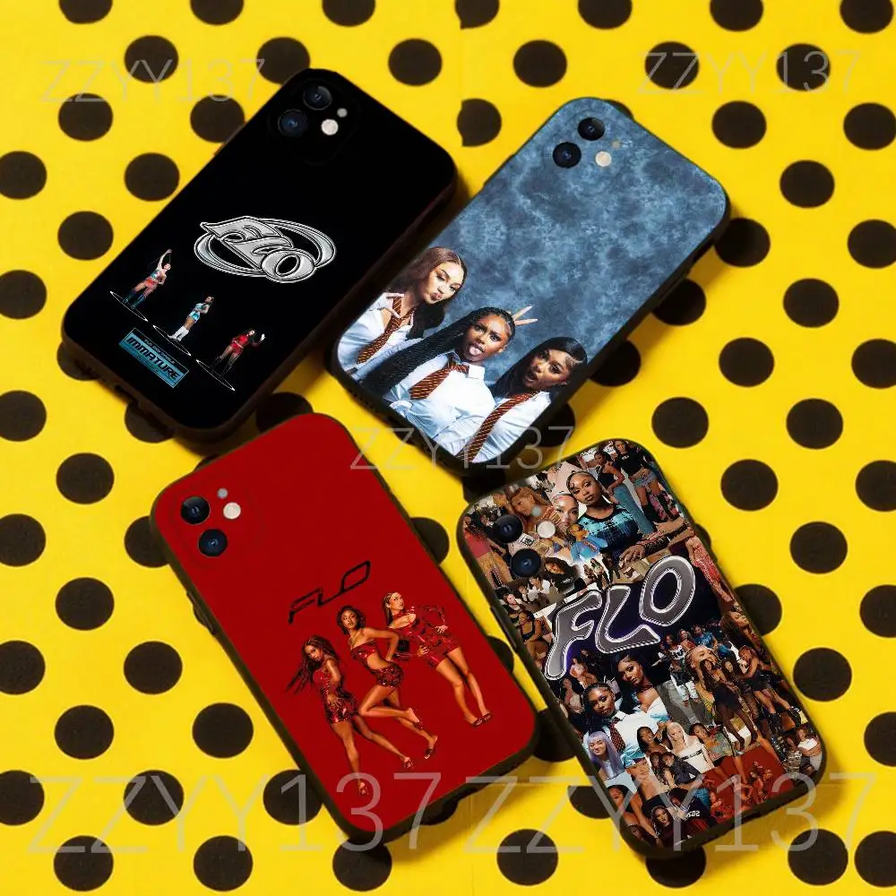 

FLO Group Girls Phone Case For iPhone 16,15,14,13,12,11,Pro,Max,Plus,X,XS,XR,SE,8,7,Mini,Soft Silicone Black Case